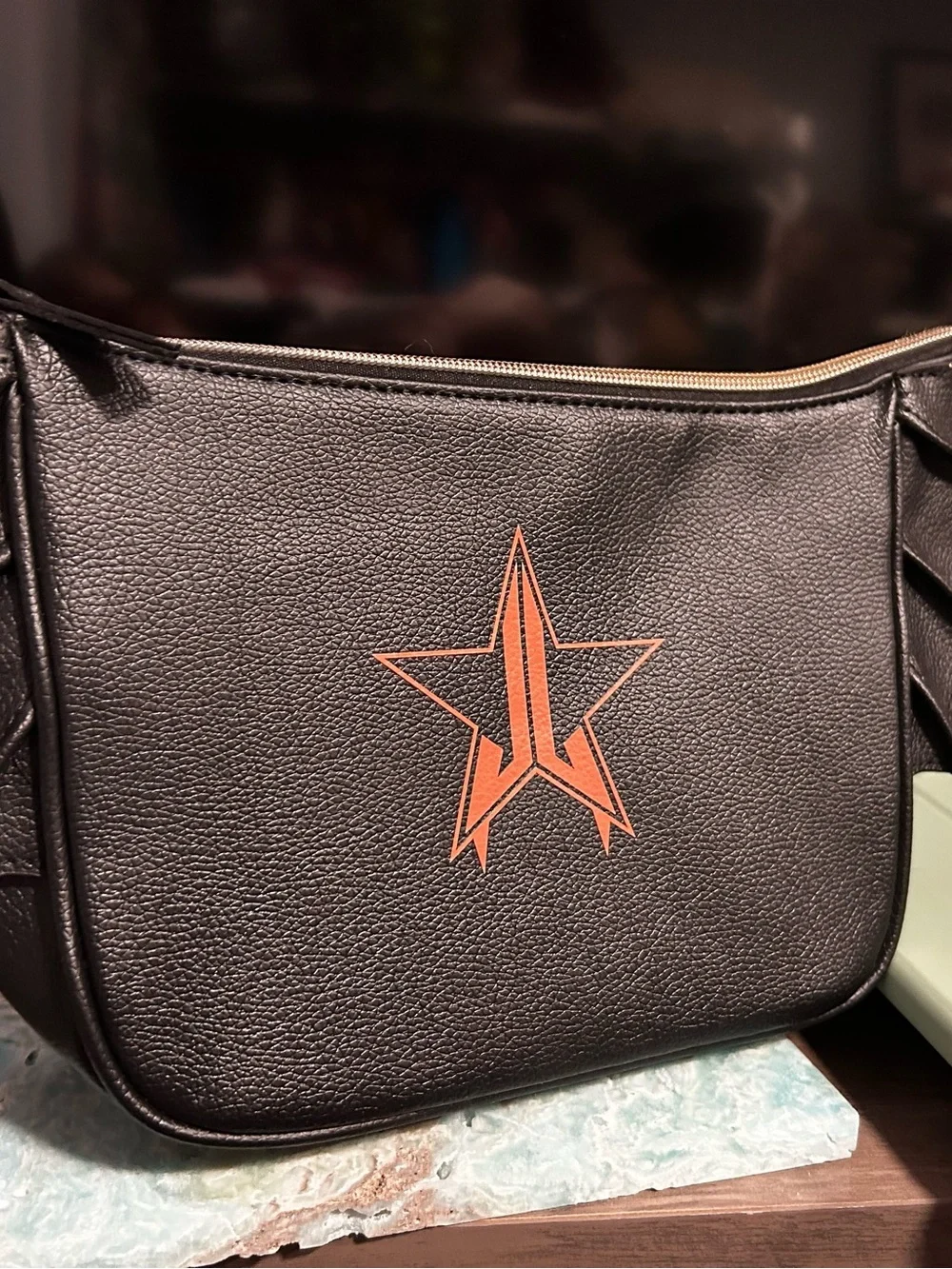 Jeffree Star Black Cosmetic Bag with Rose Gold Star Logo